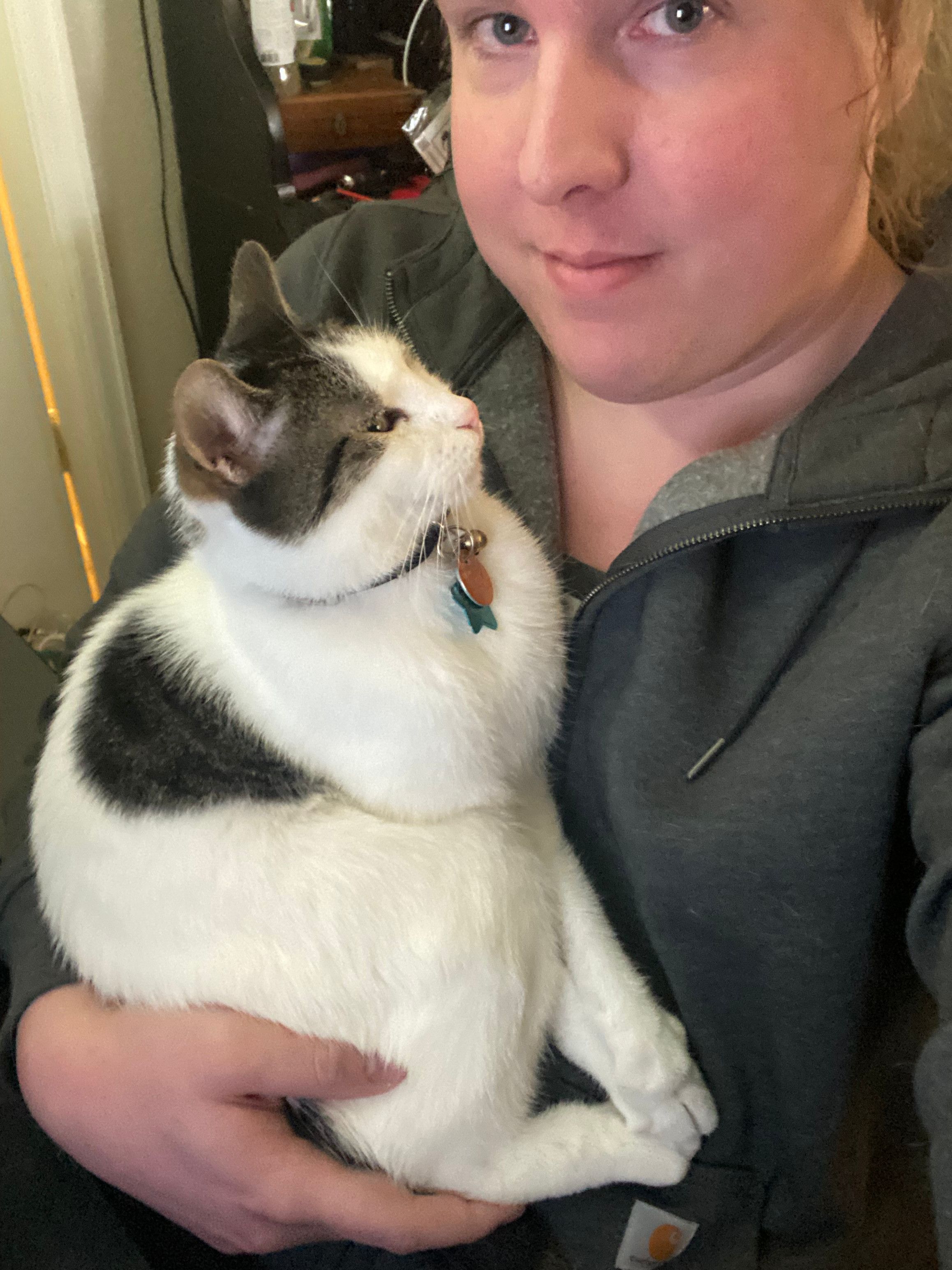 Rosa holding her cat Bernie